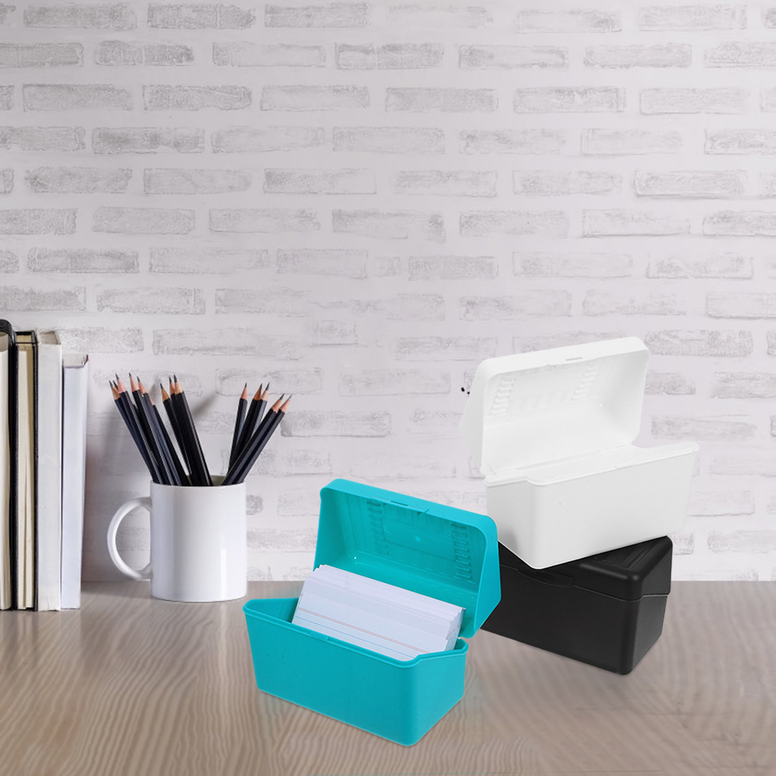 Card Index Box - 1個入り インデックスカード収納ボックス、フラッシュカードホルダー、メモカード整理ケース、大容量、持ち運び可能、学生向け学習用品、ノート作成用