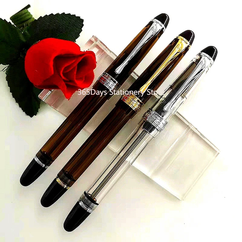 Fountain Pen Bottled Ink - Wingsung 699 真空充填万年筆高品質アクリル透明バレルビジネスオフィス筆記インクペンギフトボックス付き