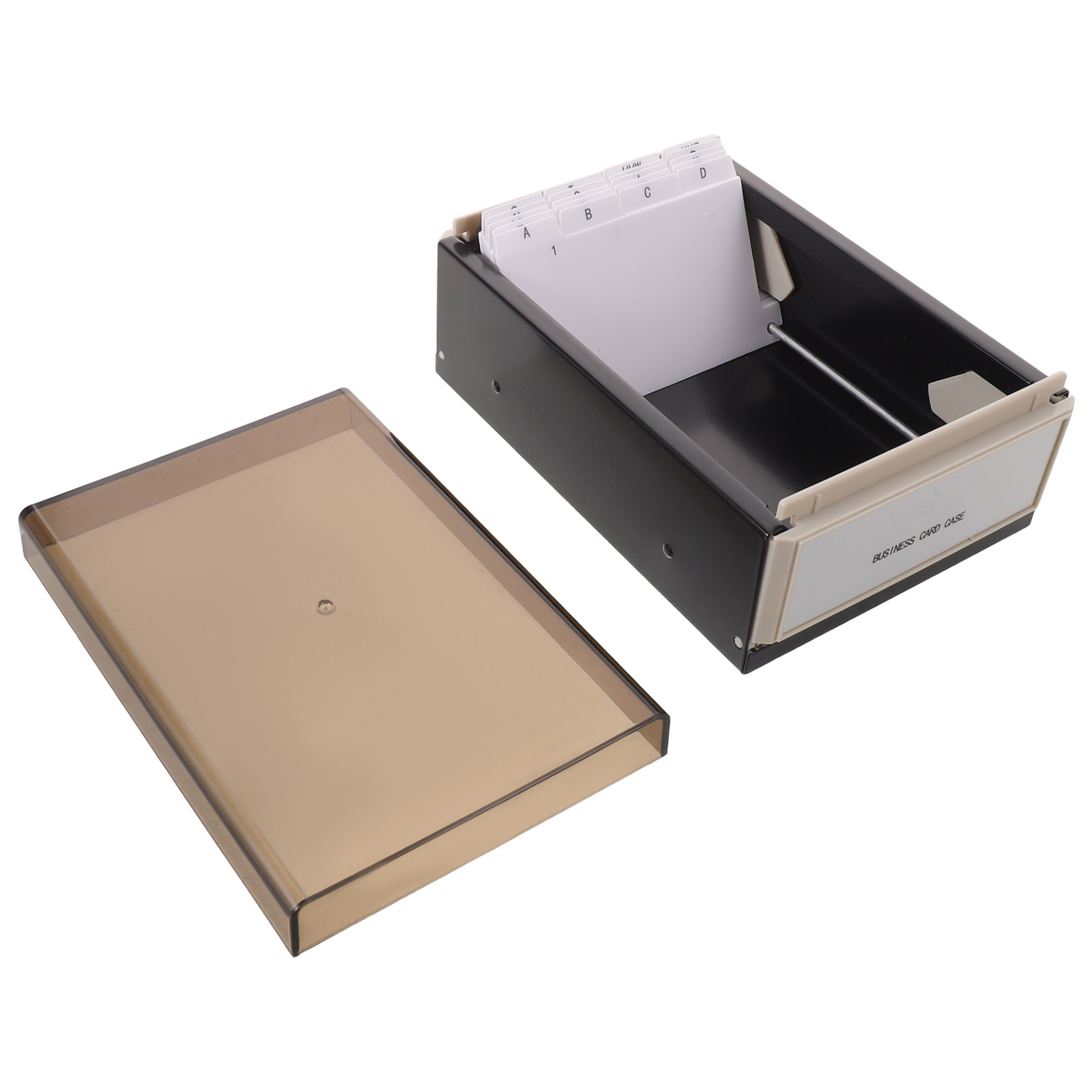 大容量の名刺ホルダー兼収納ボックス。黒色のデスクトップオーガ - Card Index Box のレビューと価格